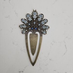 Antique-Style Blue Floral Metal Hairpin